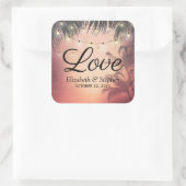 Weddenschap Dank u zomerpalm Trees String Lights Vierkante Sticker (Tas)