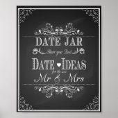 Weddenschap "Date jar" krijtbord Poster (Voorkant)