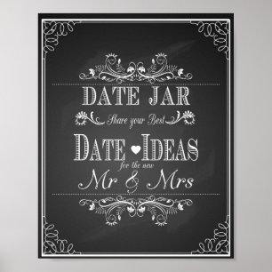 Weddenschap "Date jar" krijtbord Poster