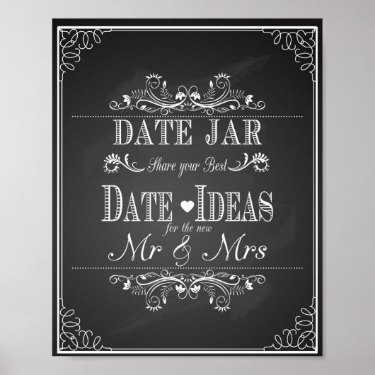 Weddenschap "Date jar"  krijtbord Poster (Voorkant)