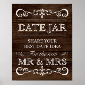 Weddenschap - Datum Jar Rustic Wedding Sign Poster (Voorkant)