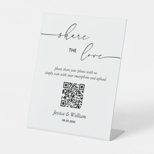 Weddenschap De Liefde Foto Share QR-code Reclamebord Met Voetstuk (Voorkant)