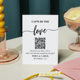 Weddenschap De Liefde Foto Share QR-code vastlegge Reclamebord Met Voetstuk