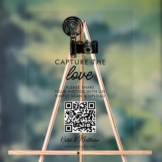 Weddenschap Deel de liefdeQR code Foto uploaden Acryl Bord (Neutraal)