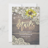 Weddenschap Detail Zonnebloemhout en strijklichten Kaart (Voorkant)