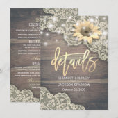 Weddenschap Detail Zonnebloemhout en strijklichten Kaart (Voorkant / Achterkant)