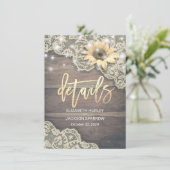 Weddenschap Detail Zonnebloemhout en strijklichten Kaart (Staand voorkant)