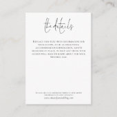 Weddenschap Details Elegant Script Simple Black Wh Informatiekaartje (Voorkant)