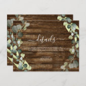 Weddenschap Details Eucalyptus Greenery Rustic Woo Kaart (Voorkant / Achterkant)