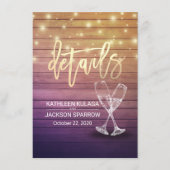 Weddenschap Details Informatie Champagne Glasses W Informatiekaartje (Voorkant)