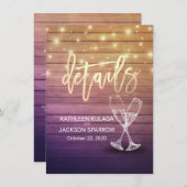 Weddenschap Details Informatie Champagne Glasses W Informatiekaartje (Voorkant / Achterkant)