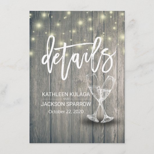 Weddenschap Details Informatie Champagne Glasses W Informatiekaartje (Voorkant)
