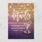 Weddenschap Details Informatie Champagne Glasses W Informatiekaartje (Voorkant)