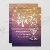 Weddenschap Details Informatie Champagne Glasses W Informatiekaartje (Voorkant / Achterkant)