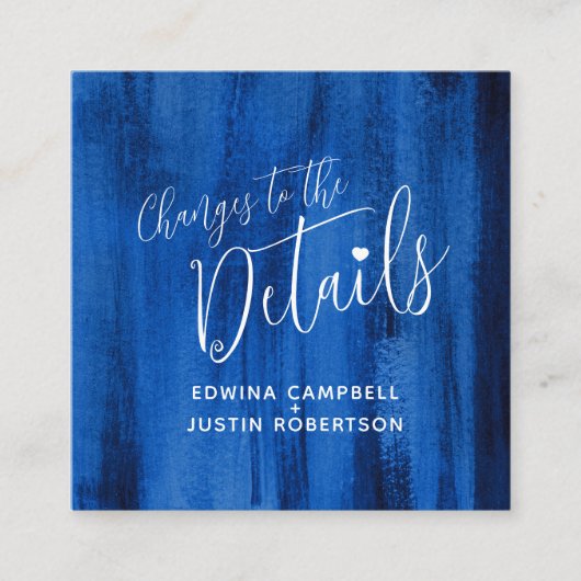 Weddenschap details sapphire blue art change card informatiekaartje (Voorkant)