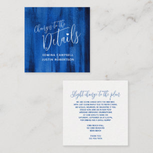 Weddenschap details sapphire blue art change card informatiekaartje