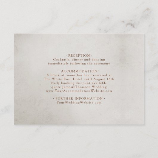 Weddenschap Details Winter White Rose en Pine Cone Informatiekaartje (Achterkant)