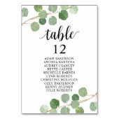 Weddenschap-diner, Eucalyptusbezoekerslijst Kaart (Voorkant)