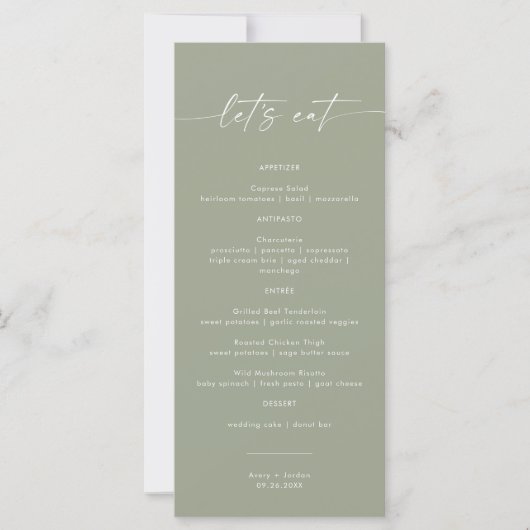 Weddenschap-diner menu | Greenery Let's Eat (Voorkant)
