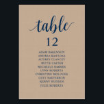 Weddenschap-diner, zeegrasje bruin Kraft Kaart<br><div class="desc">Dinner Guest Seating Table Chart Kaart,  Modern Rustic Brown Kraft thema's,  Navy Blue Font. Pas de tekst aan en/of verwijder en vul deze in met het thema van uw trouwpartij.</div>