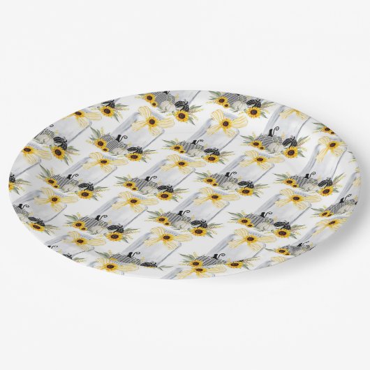 Weddenschap Dinnerware Reception Rustic Sunflower Papieren Bordje (Gekanteld)