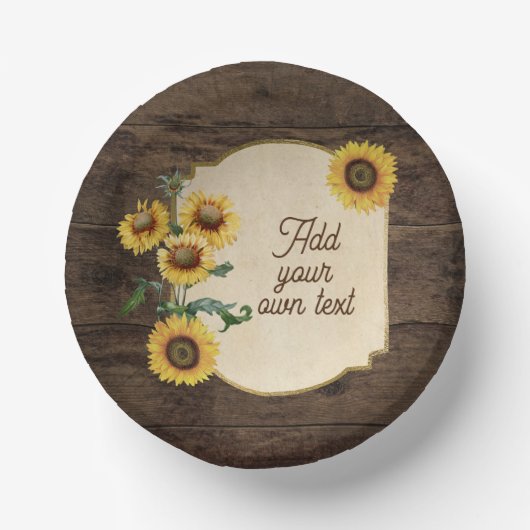 Weddenschap Dinnerware Reception Rustic Sunflower Papieren Kommen (Voorkant)