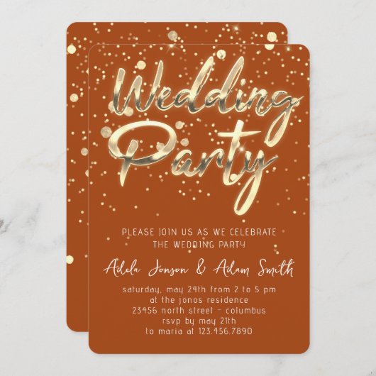 Weddenschap Direct downloaden BrownGold Confetti d Kaart (Voorkant / Achterkant)