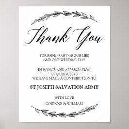Weddenschap - Donatie Laurel Wedding Sign Poster