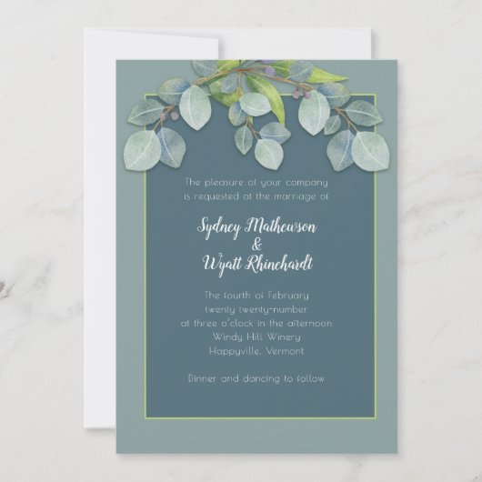 Weddenschap Donkere botanische epalyptusstenen Kaart (Voorkant)