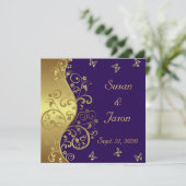 Weddenschap—Donkere Paarse en goudzonden Kaart (Staand voorkant)