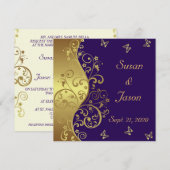 Weddenschap—Donkere Paarse en goudzonden Kaart (Voorkant / Achterkant)