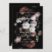 Weddenschap Donkere zwarte Moody Floral Kaart (Voorkant / Achterkant)