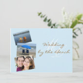 Weddenschap door Beach Custom Photo Invitation Kaart (Staand voorkant)