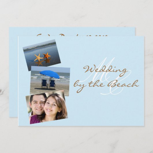 Weddenschap door Beach Custom Photo Invitation Kaart (Voorkant / Achterkant)
