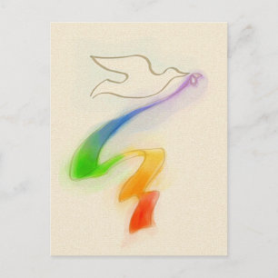 Weddenschap Dove met regenbooglint Briefkaart