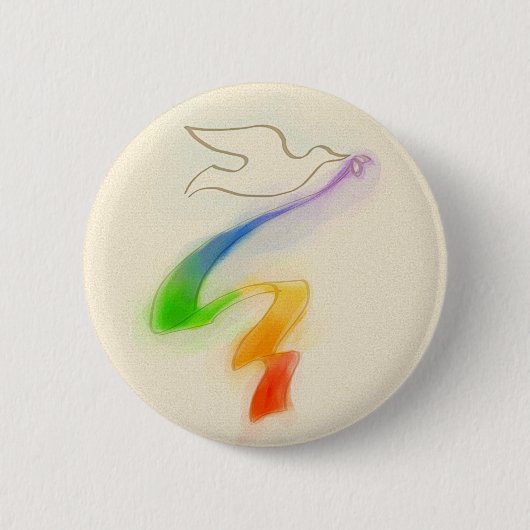 Weddenschap Dove met regenbooglint Ronde Button 5,7 Cm (Voorkant)