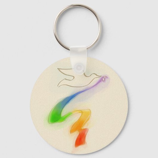 Weddenschap Dove met regenbooglint Sleutelhanger (Voorkant)