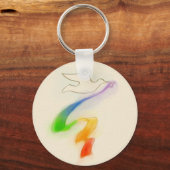 Weddenschap Dove met regenbooglint Sleutelhanger (Voorkant)