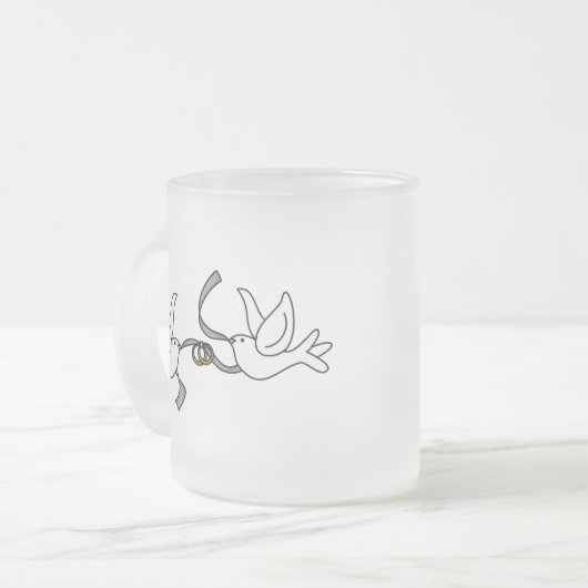 Weddenschap Doves met Rings Matglas Koffiemok (Voorkant links)