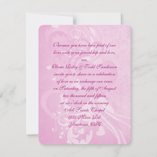 Weddenschap Doves op roze Kaart (Achterkant)