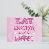 Weddenschap Doves RSVP roze Kaart (Staand voorkant)