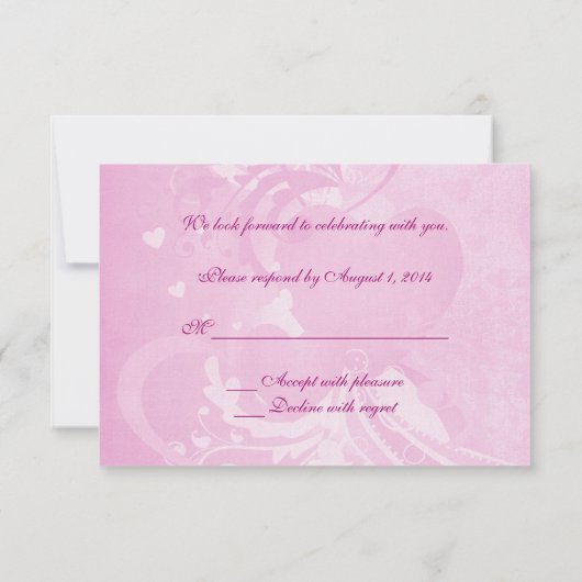 Weddenschap Doves RSVP roze Kaart (Achterkant)