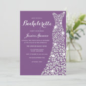 Weddenschap Dress Bachelorette Paarse uitnodiging (Staand voorkant)