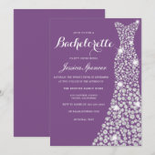 Weddenschap Dress Bachelorette Paarse uitnodiging (Voorkant / Achterkant)