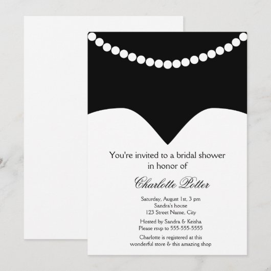 Weddenschap Dress Pearl Ketting Vrijgezellenfeest Kaart (Voorkant / Achterkant)