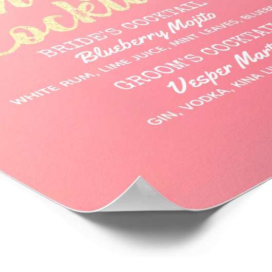 Weddenschap Drink cocktail Menu Hydrangeas Poster (Hoek)