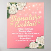 Weddenschap Drink cocktail Menu Hydrangeas Poster (Voorkant)