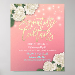 Weddenschap Drink cocktail Menu Hydrangeas Poster