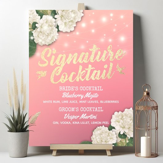 Weddenschap Drink cocktail Menu Hydrangeas Poster