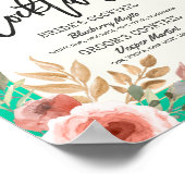 Weddenschap Drink cocktail Menu Roze Floral Poster (Hoek)